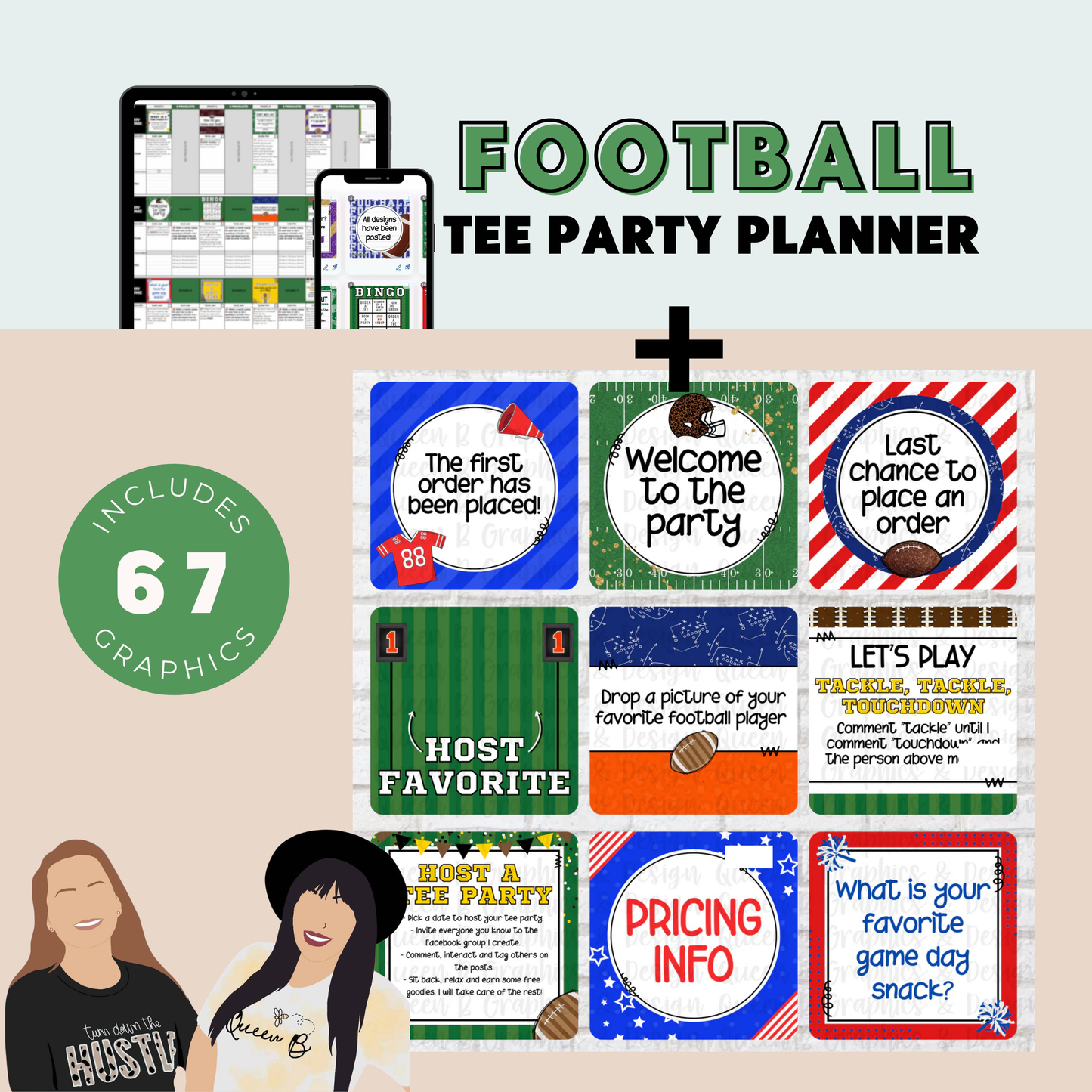 Football Tee Party Planner & 67 Party Graphics